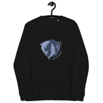 Save Our Oceans | Unisex Organic Raglan Eco - Logo Sweatshirt | Eco-Friendly Comfort and Style