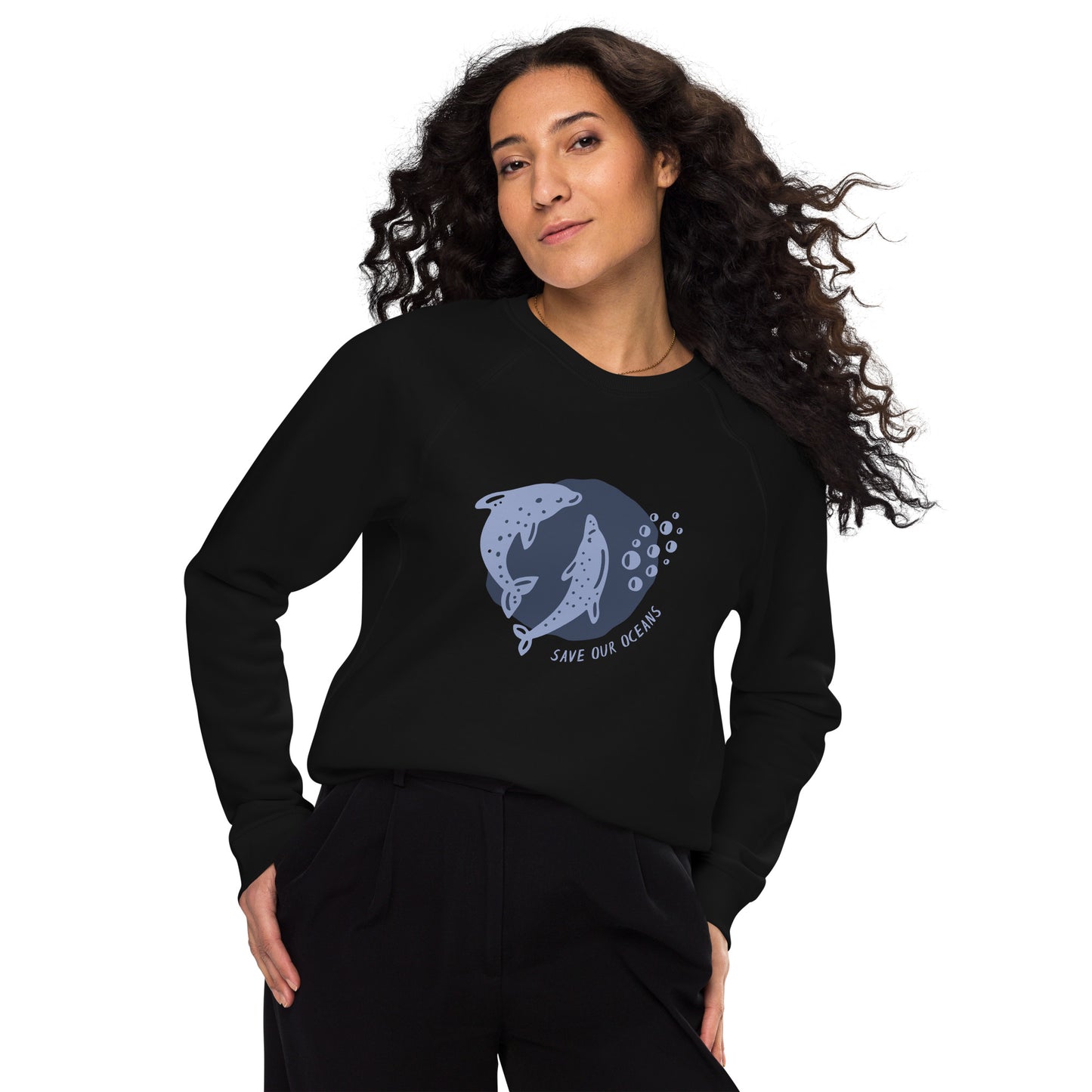 Save Our Oceans | Unisex Organic Raglan Eco - Logo Sweatshirt | Eco-Friendly Comfort and Style