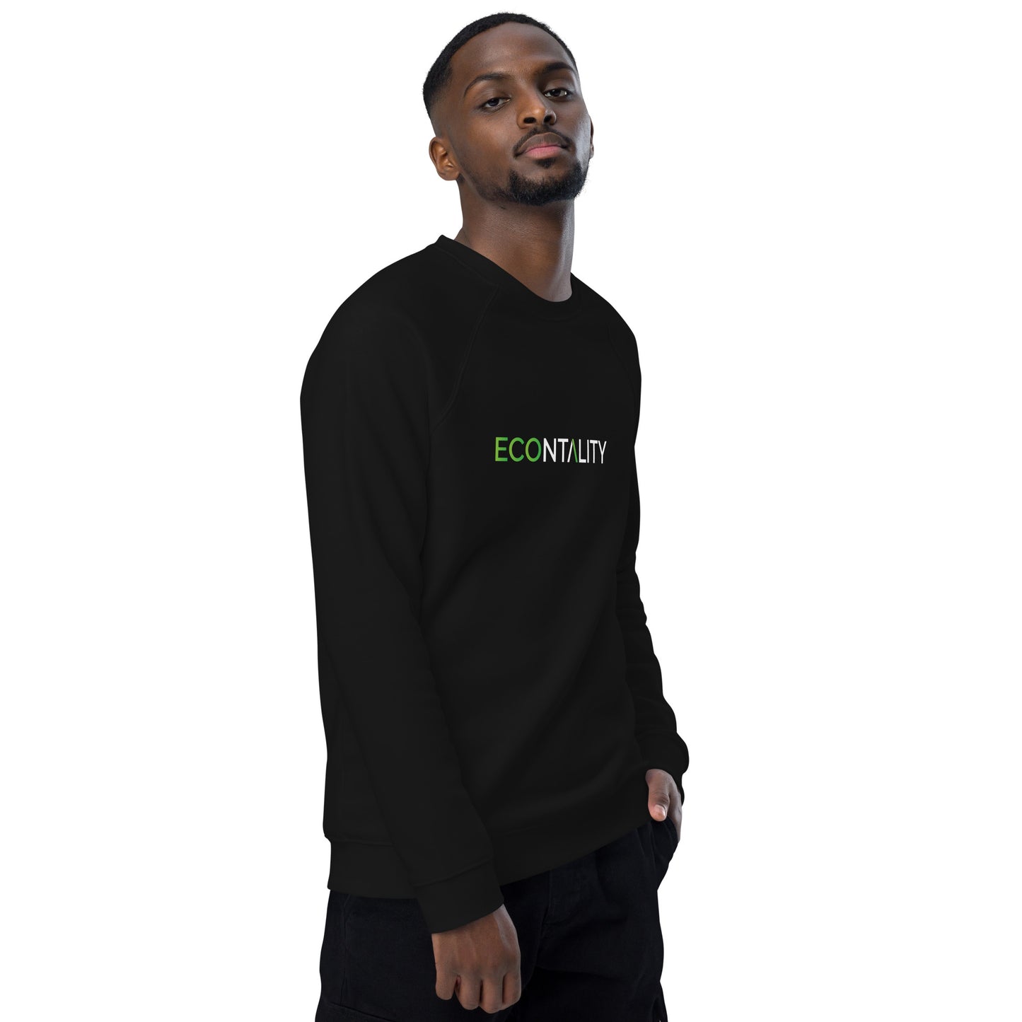 Unisex Organic Raglan Econtality Wordmark Logo Sweatshirt | Eco-Friendly Comfort and Style