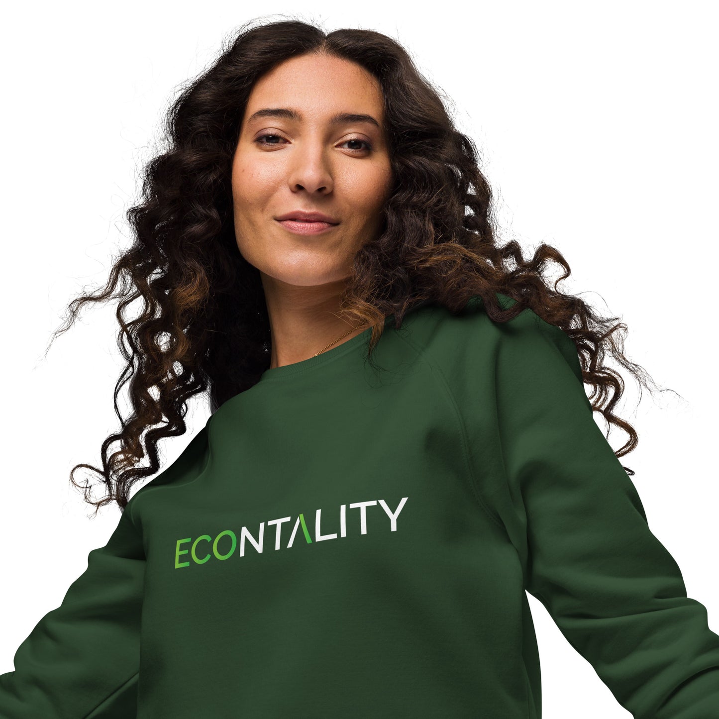 Unisex Organic Raglan Econtality Wordmark Logo Sweatshirt | Eco-Friendly Comfort and Style