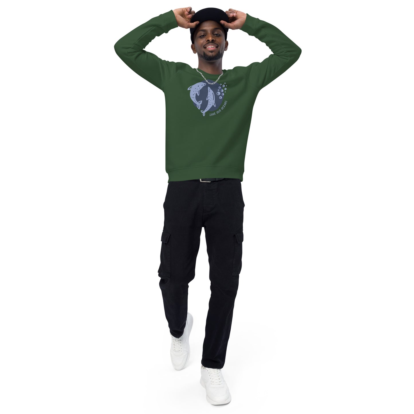 Save Our Oceans | Unisex Organic Raglan Eco - Logo Sweatshirt | Eco-Friendly Comfort and Style