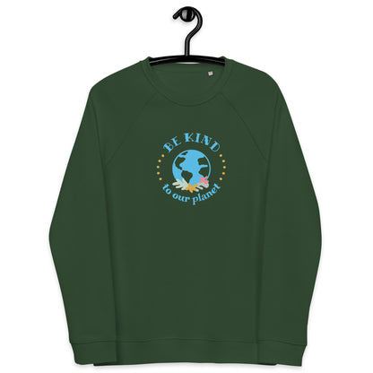 Be Kind To Our Planet | Unisex Organic Raglan Eco - Logo Sweatshirt | Eco-Friendly Comfort and Style