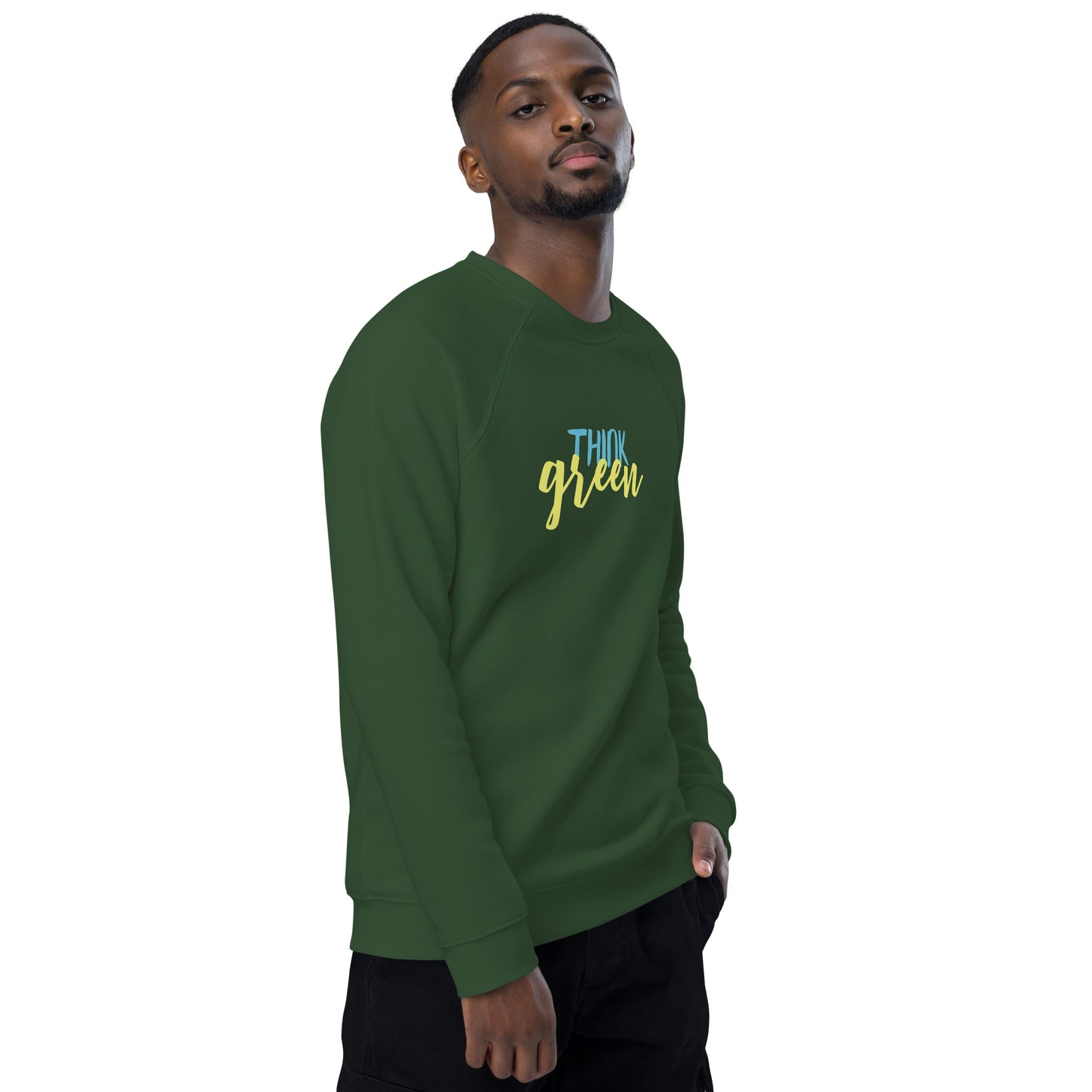 Think Green | Unisex Organic Raglan Eco - Logo Sweatshirt | Eco-Friendly Comfort and Style