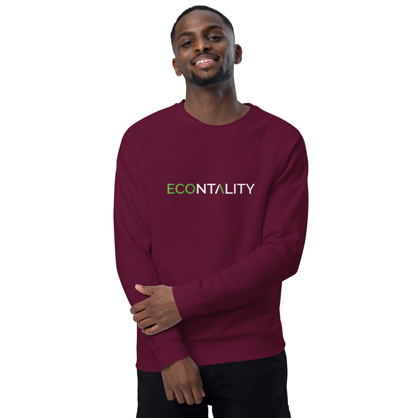 Unisex Organic Raglan Econtality Wordmark Logo Sweatshirt | Eco-Friendly Comfort and Style