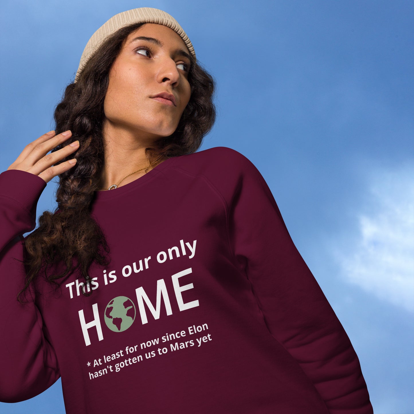 This Is Our Only Home | Unisex Organic Raglan Eco - Logo Sweatshirt | Eco-Friendly Comfort and Style