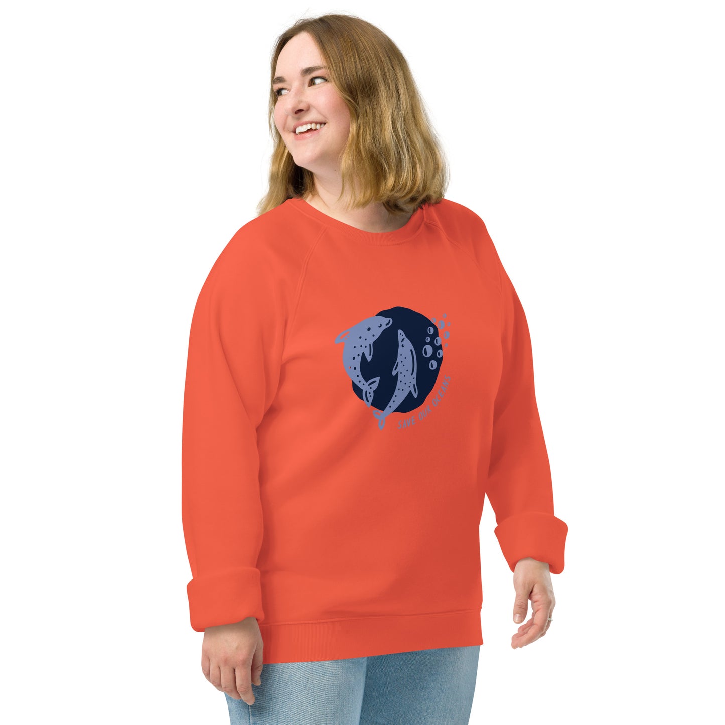 Save Our Oceans | Unisex Organic Raglan Eco - Logo Sweatshirt | Eco-Friendly Comfort and Style