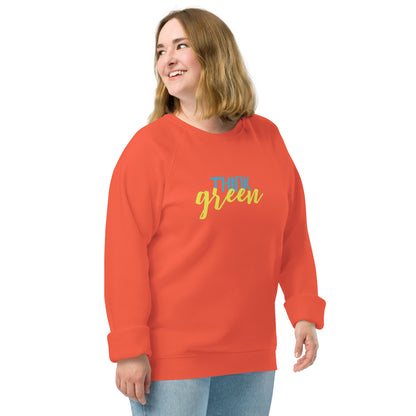 Think Green | Unisex Organic Raglan Eco - Logo Sweatshirt | Eco-Friendly Comfort and Style