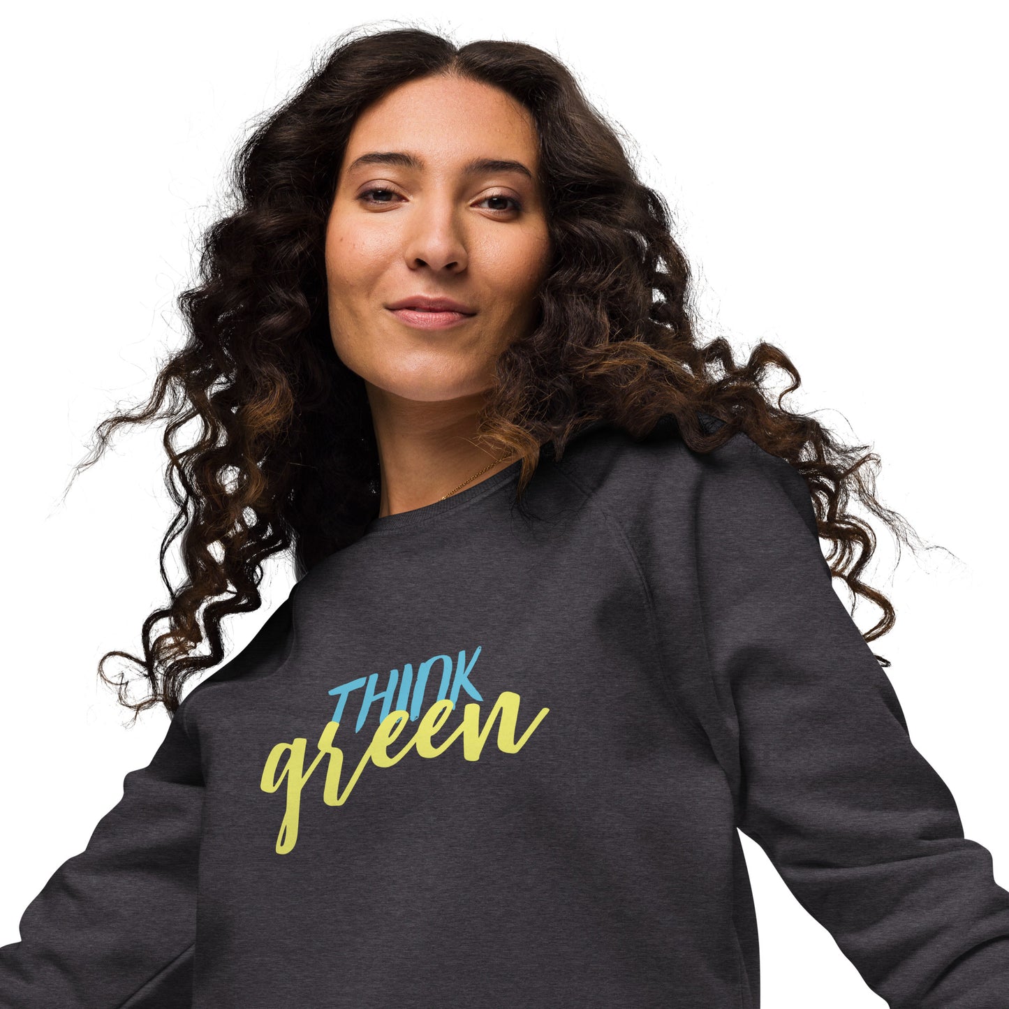 Think Green | Unisex Organic Raglan Eco - Logo Sweatshirt | Eco-Friendly Comfort and Style