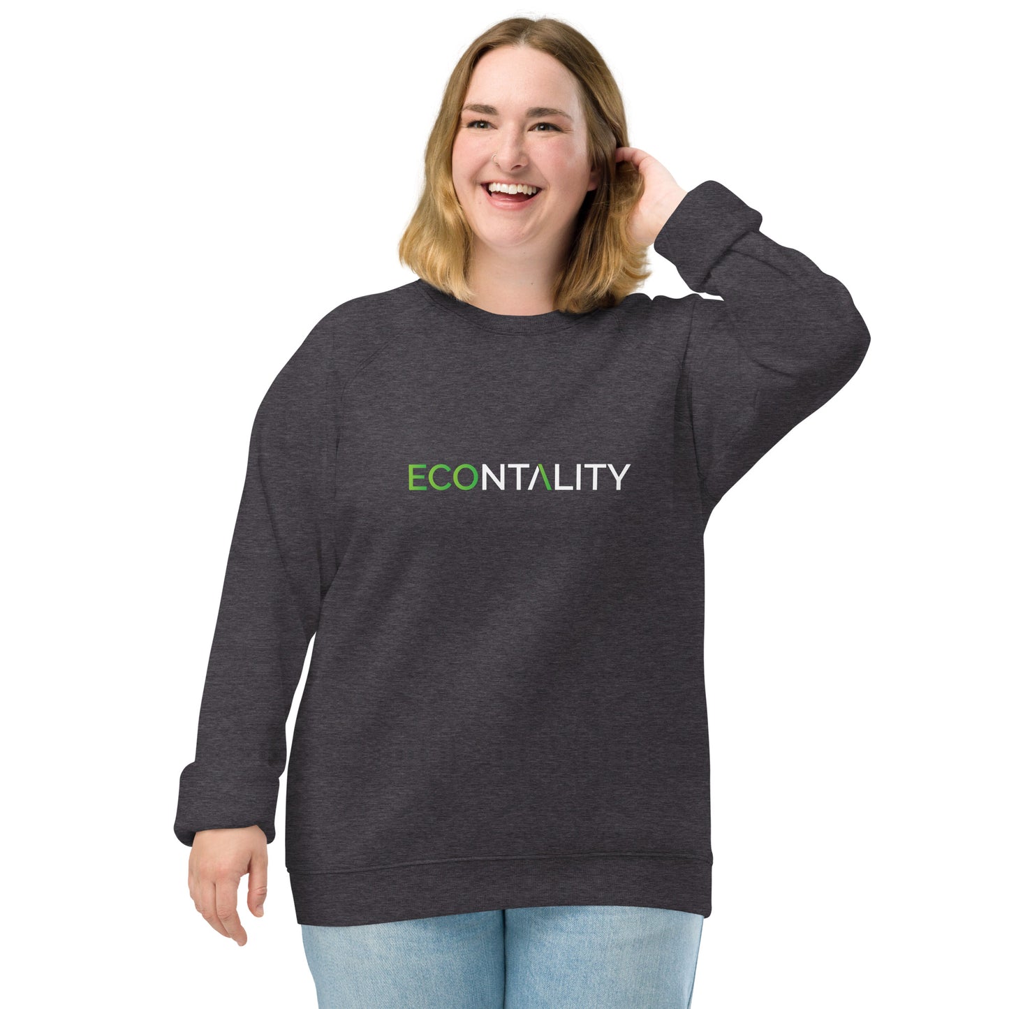 Unisex Organic Raglan Econtality Wordmark Logo Sweatshirt | Eco-Friendly Comfort and Style