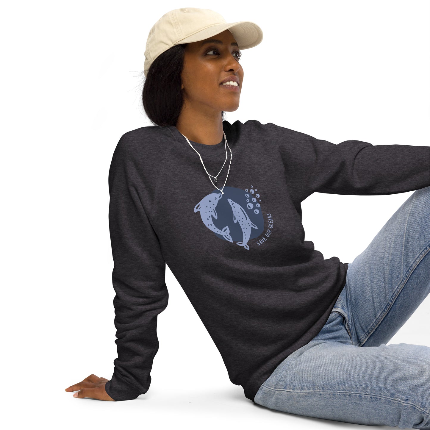 Save Our Oceans | Unisex Organic Raglan Eco - Logo Sweatshirt | Eco-Friendly Comfort and Style