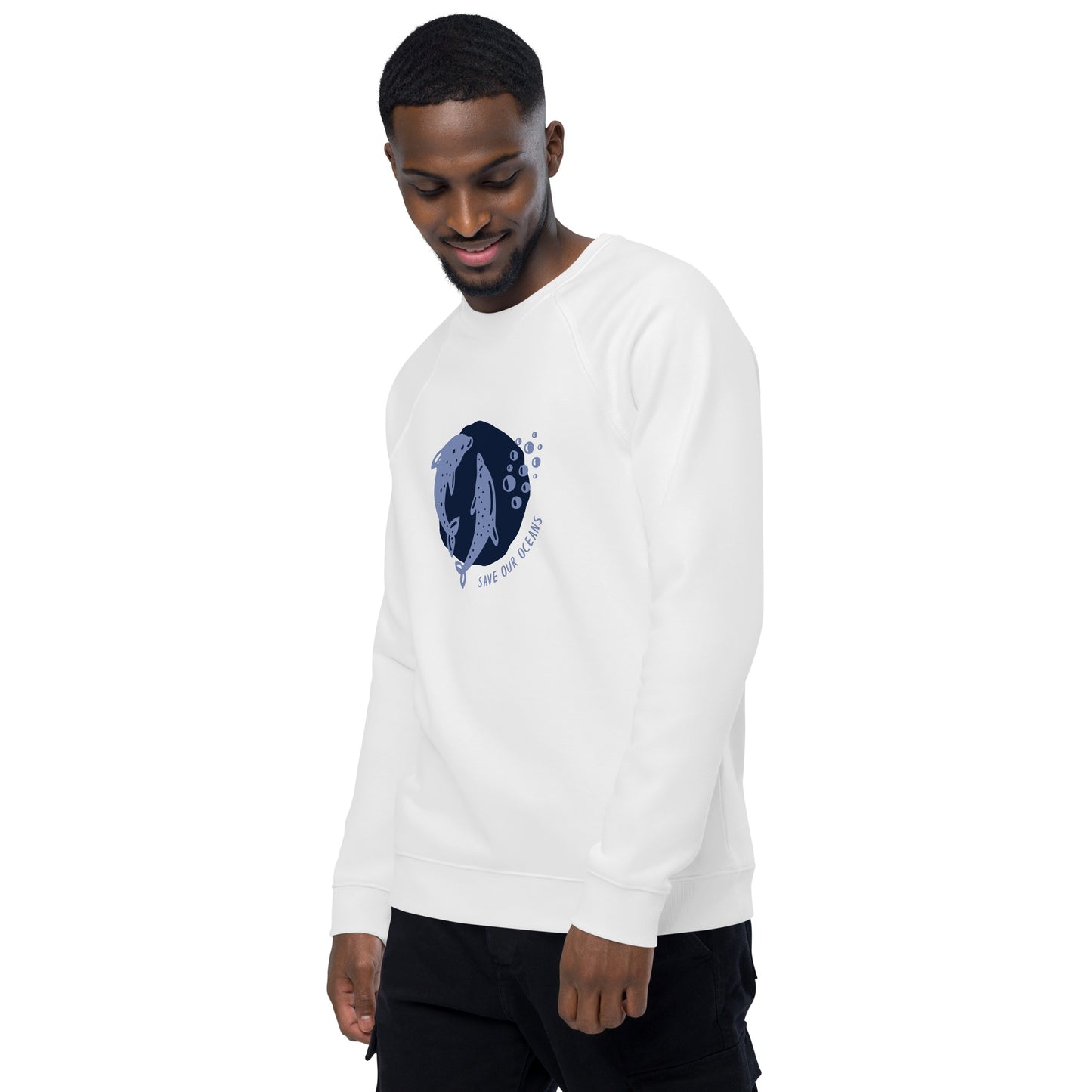 Save Our Oceans | Unisex Organic Raglan Eco - Logo Sweatshirt | Eco-Friendly Comfort and Style